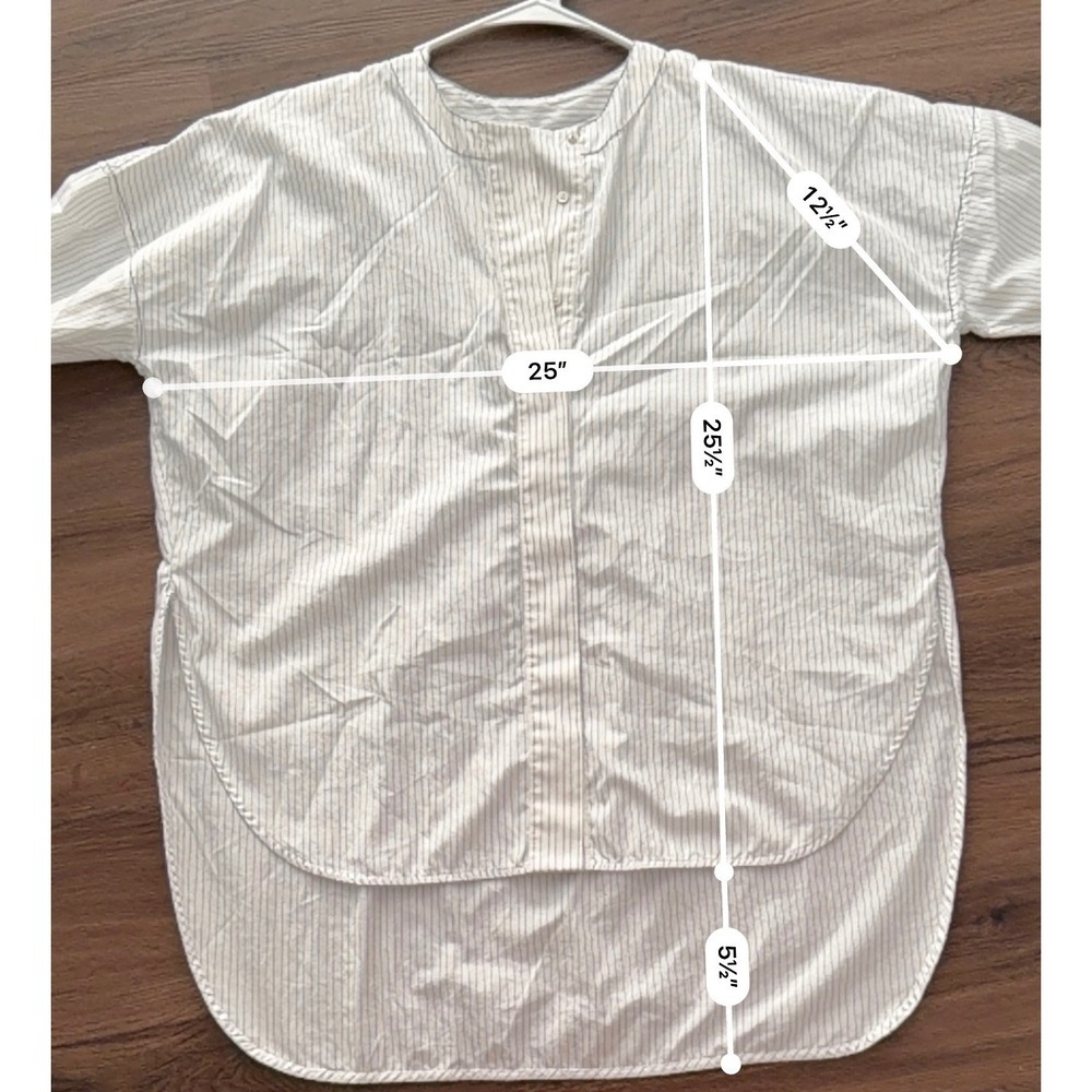 Sandro Paris Womens Blue White Pinstripe High Low Oversized‎ Cotton Shirt Blouse - Picture 8 of 9